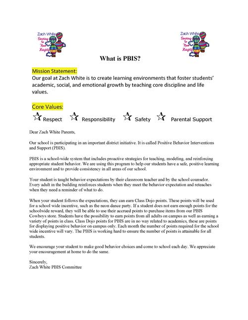 PBIS Parent Letter